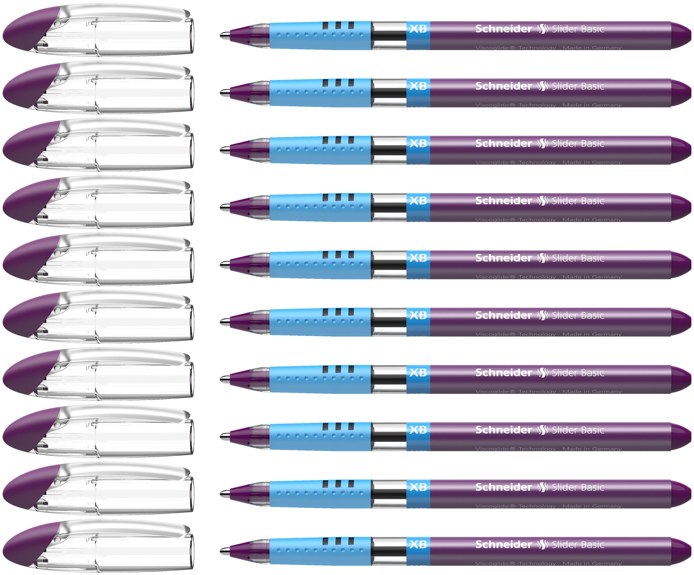 Schneider Slider Basic XB Ballpoint Pen, Purple (Pack of 10)