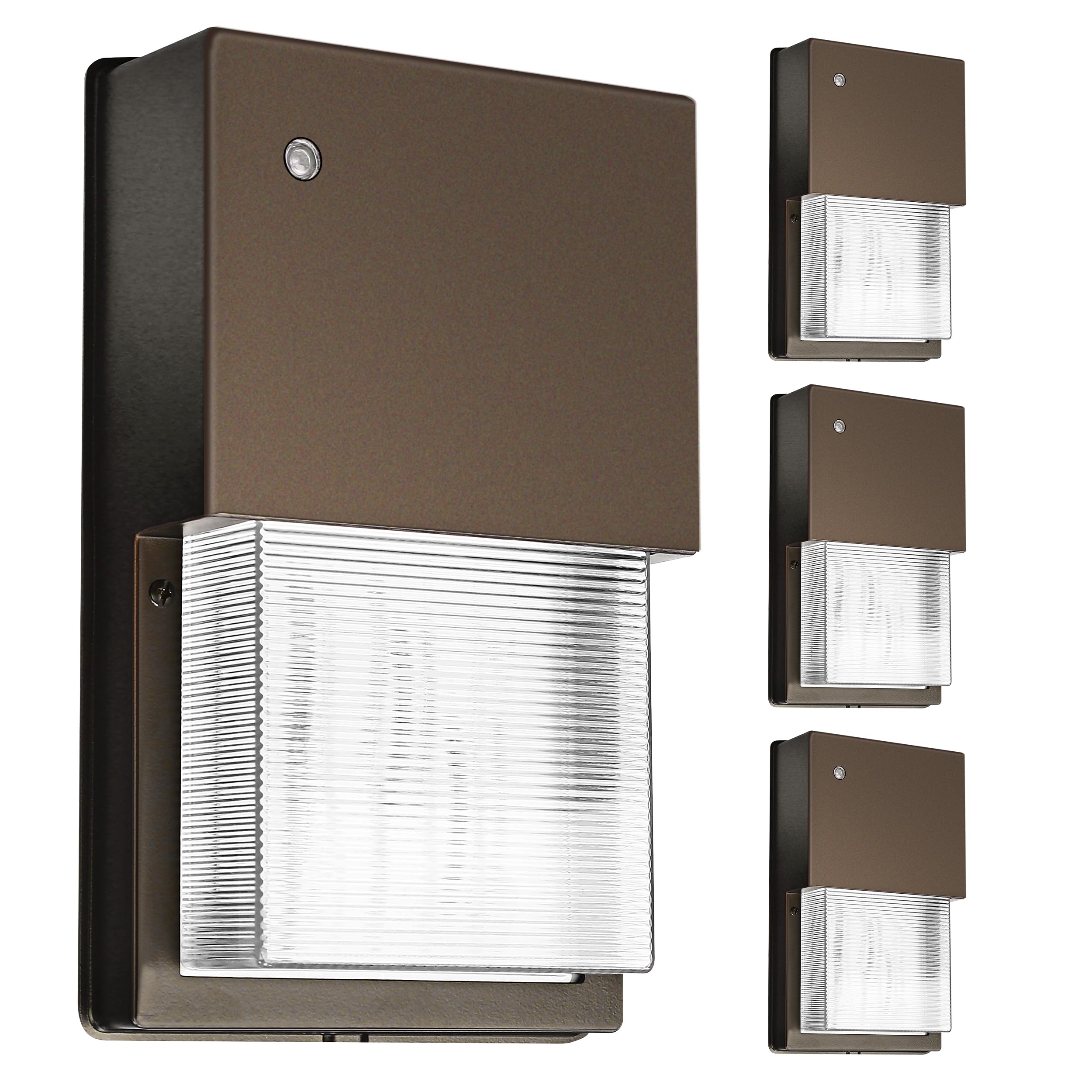 Photo 1 of Feit Electric 20W LED Outdoor Wall Pack Lights with Photocell, Dusk to Dawn, Wall Mounted Security Light, 120V, 80 CRI, 1450 Lumens, 5000k Daylight, Bronze, 4 Pack, S10WPK/850/DD/BZ/4