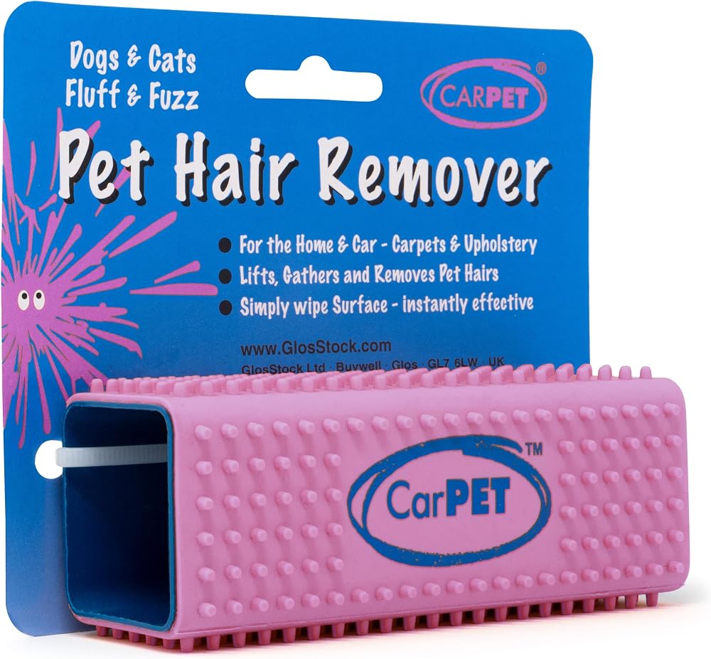CarPet Pet Hair Remover Pink - Removes Dog Cat Hair from Clothing Car Interiors