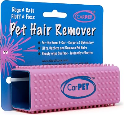 CarPet Pet Hair Remover Pink - Removes Dog Cat Hair from Clothing Car Interiors
