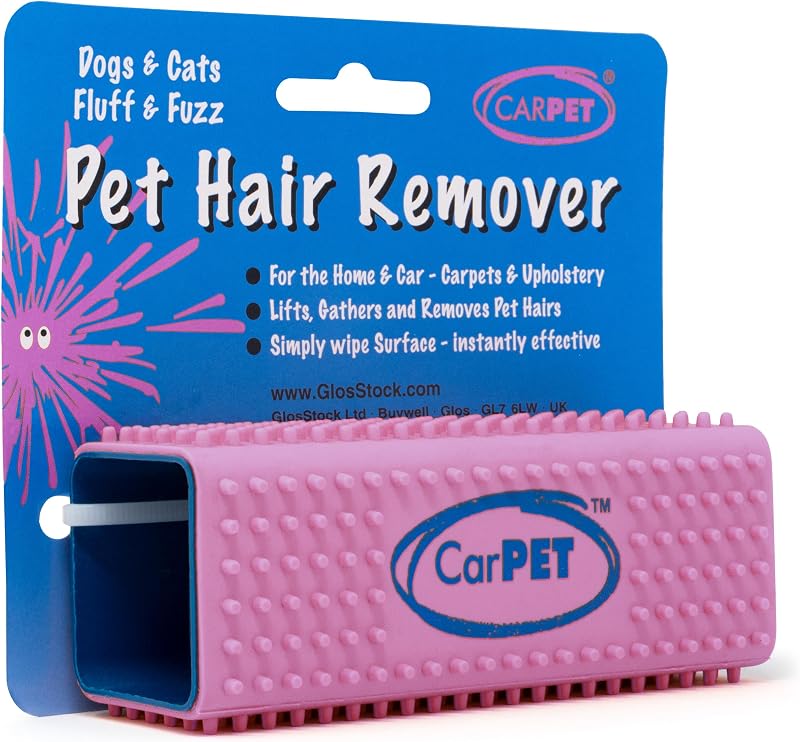 CarPet Pet Hair Remover Pink - Removes Dog Cat Hair from Clothing Car Interiors