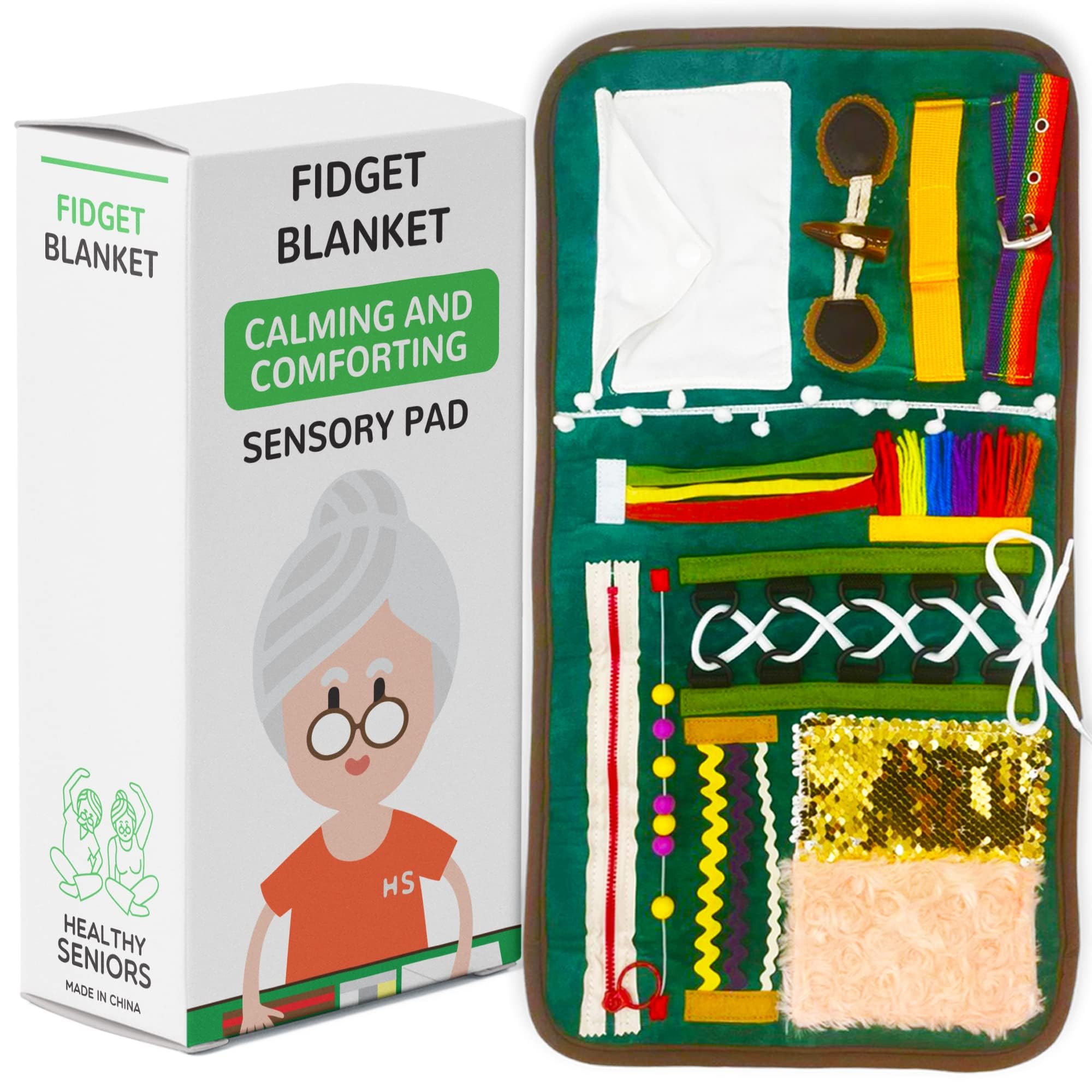 Fidget Blanket for Dementia | Calming Dementia Activities for Seniors | Dementia Products for Elderly | Sensory Blanket That Helps Alzheimer’s, Dementia, Asperger’s, Anxiety