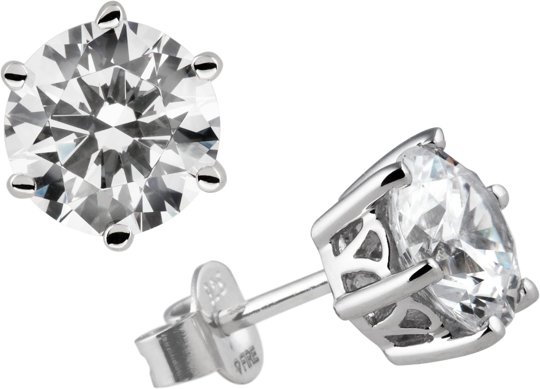 Carats Line 62/1011/1/082 Women's Stud Earrings 925 Sterling Silver Zirconia White