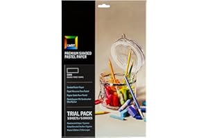 UART Sanded Dark Pastel Paper Sheets for Pastel, Colored Pencil & Charcoal, Trial Pack, 5 Grits, 6" x 11"