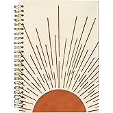 VNWEK Abstract Boho Terracotta Sun Sunrise Sunset Sunshine Sunray Spiral Notebook Journal 5.5 x 8.3 inches,Boho Lined Hardcover Spiral Notebook,Boho Gifts for Women Teen Girls Teens
