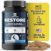 MESS LESS Restore Nighttime Recovery – Melatonin-Free Natural Sleep Supplement to Calm The Mind, Rebuild The Body & Boost Next-Day Clarity | Magnesium Glycinate, Shoden® Ashwagandha, L-Theanine, GABA