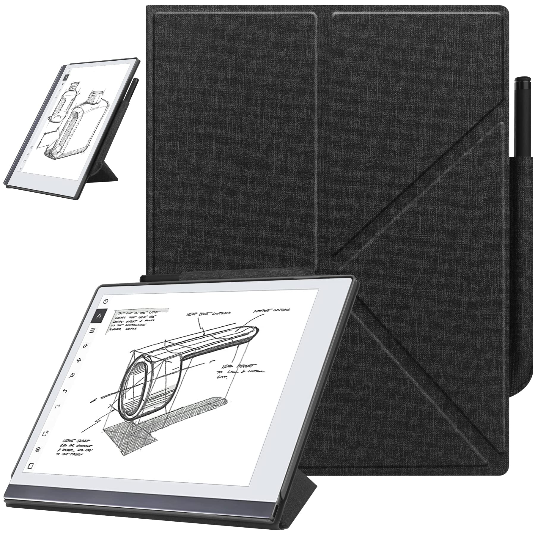 ZOENHWA Case for 10.3 inch Remarkable 2 (2020 Released) - with Stable Folding Stand Design and Pen Pocket ,Remarkable 2 10.3" Digital Paper Tablet Cover, Not Fit Remarkable 1- black