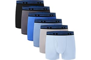 BAMBOO COOL Boys' Underwear Moisture-Wicking Brethable Boxer Briefs Soft Lightweight Tag-Free with Fly Pouch 6-Pack
