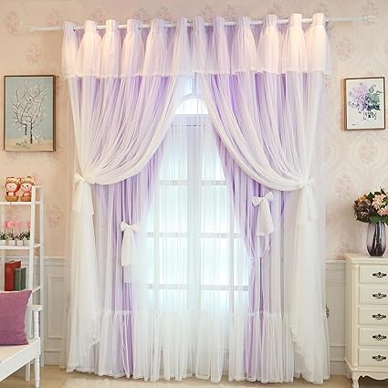 Amazon Com Lotus Karen Purple Princess Curtains For Girls Bedroom