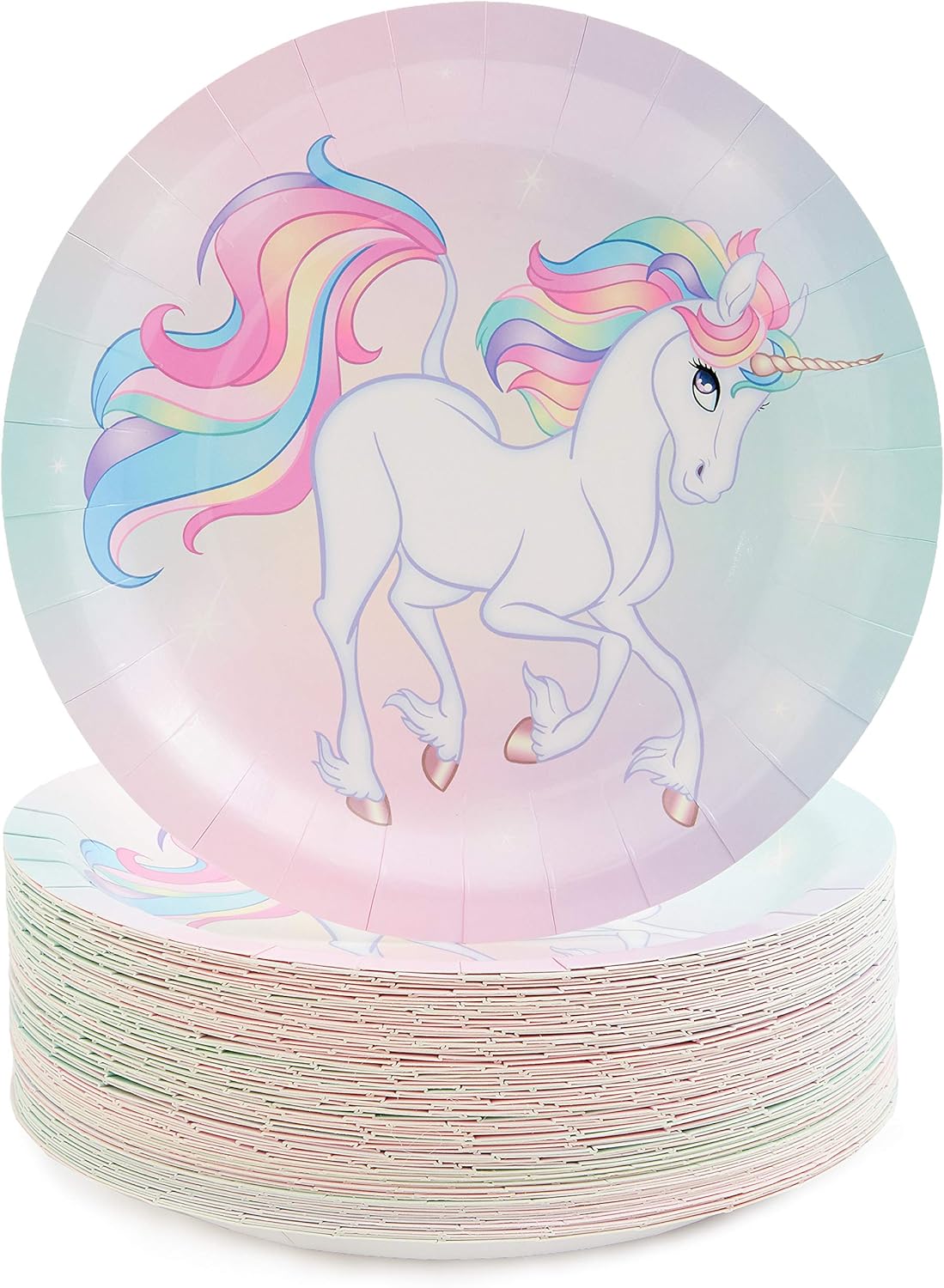 Rainbow Unicorn Party Paper Plates 9 inches for Lunch