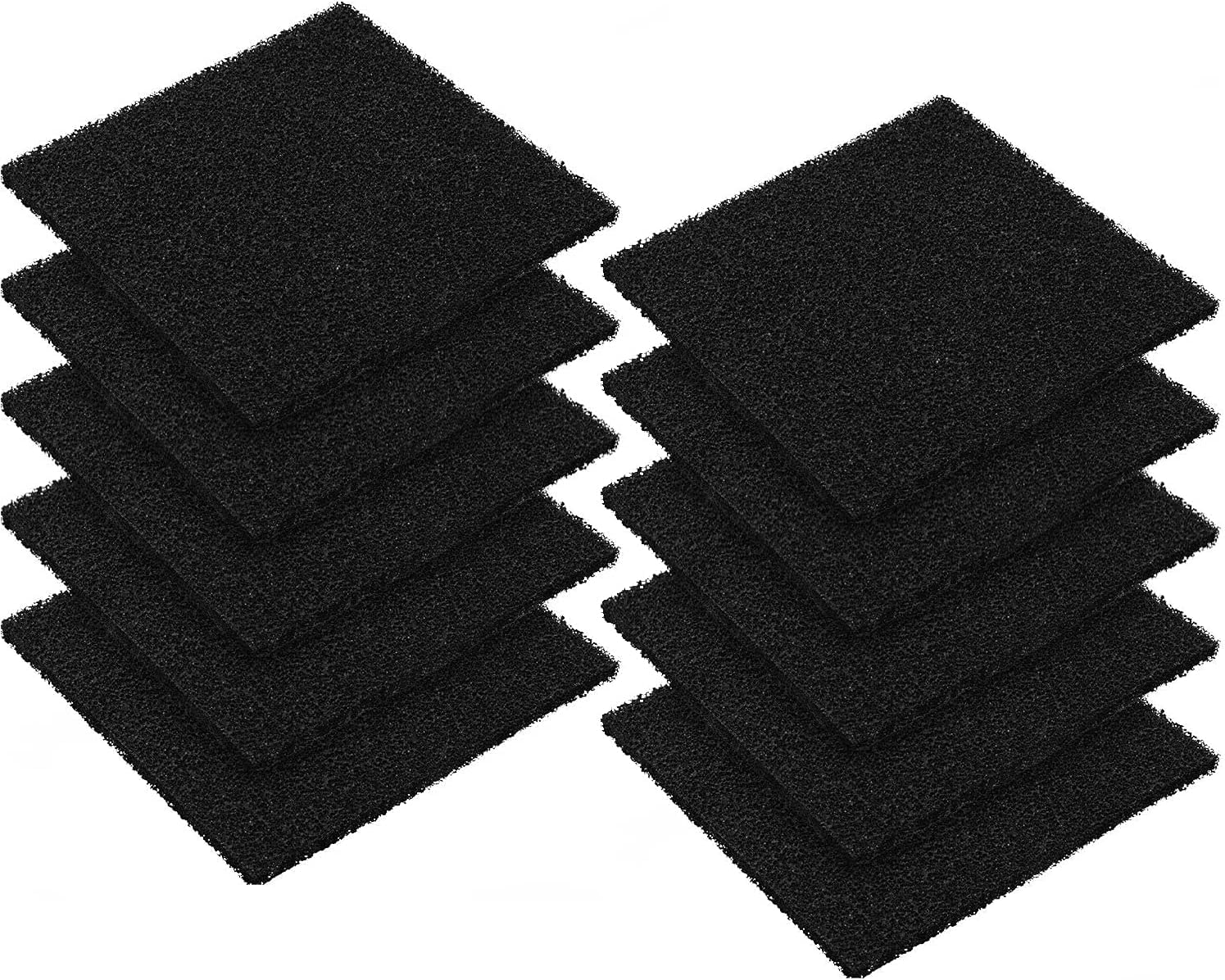 DEWIN Carbon Odour Filters, 10pcs Carbon Odour Filters Compost Bin Filters Replacement Activated Carbon Square Sponge Filters Universal Carbon Sponge Filter 5.1 x 5.1 inch (black)