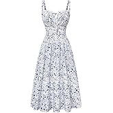 Scarlet Darkness Women 2026 Floral Corset Dress Summer Milkmaid Sundress Wedding Guest Dresses with Pockets