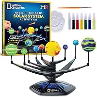 National Geographic Glow-in-The-Dark Solar System Model Kit for Kids - Build & Paint a 3D Planetary Model with Movable Arms, 