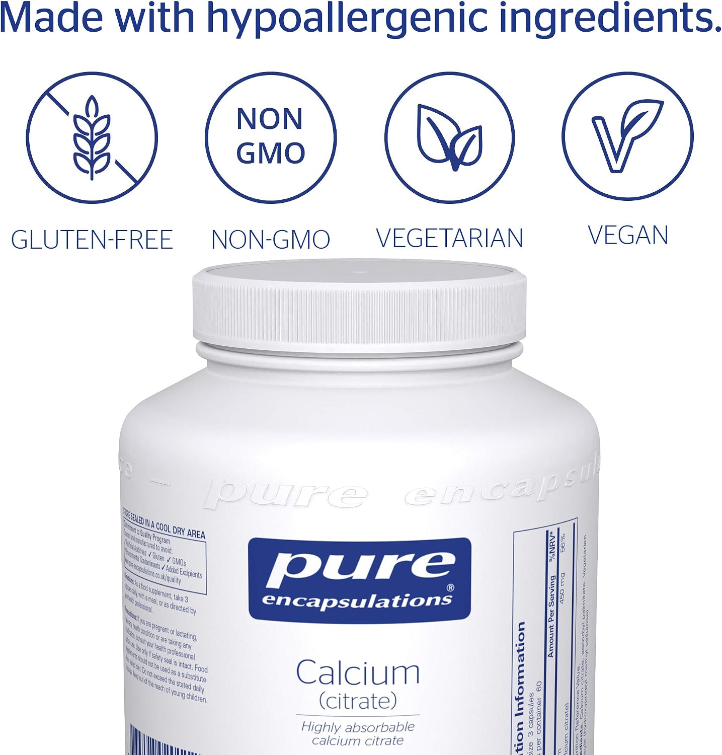 Pure Encapsulations Calcium (Citrate) - Highly Absorbable Calcium Citrate Supplement - for Bones and Teeth - 180 Capsules - Image 5