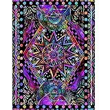 Blacklight Sun and Moon Tapestry Glow in The Dark