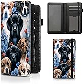 Checkbook Cover Lovely Dog Pattern Premium Leather Check Book Holder Wallet with RFID Blocking Function for Men and Women