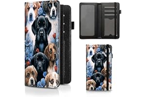 BEOTIWAD Checkbook Cover Lovely Dog Pattern Premium Leather Check Book Holder Wallet with RFID Blocking Function for Men and Women