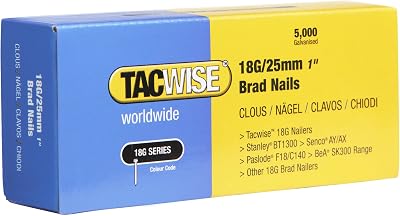 Tacwise 18G/25mm Galvanised Brad Nails Pack of 5000