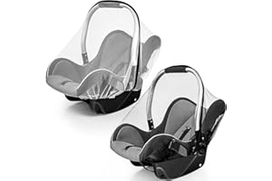 2 Pack Baby Mosquito Net for Infant Car Seats - Mosquito Net for Baby Car Seats, Stroller, Bassinet, Carrier - Breathable Elastic Netting Easy Fitting - Durable Long Lasting Shield (White + Black)