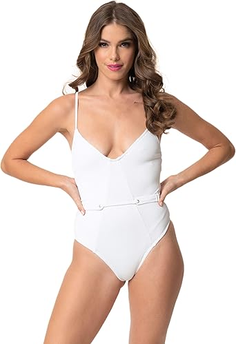 white belted one piece