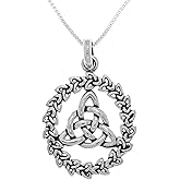 Jewelry Trends Sterling Silver Celtic Trinity Knotwork Pendant on Box Chain Necklace