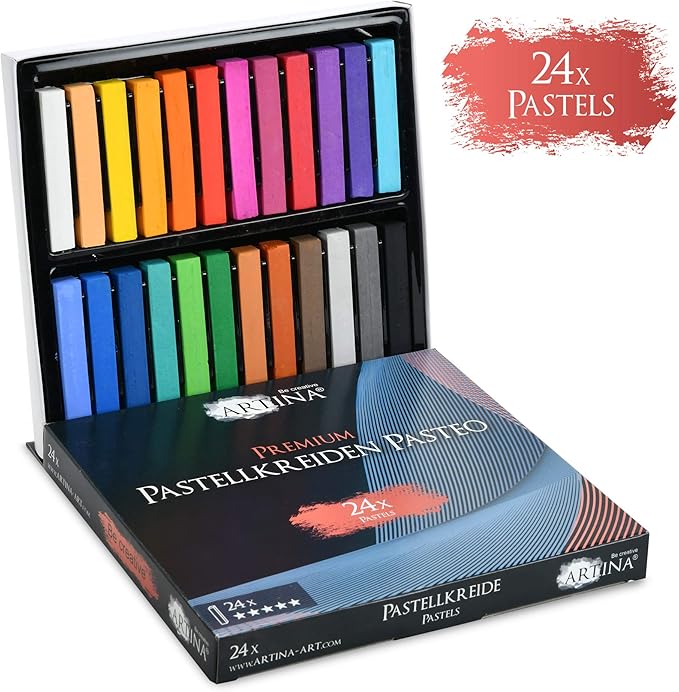 Artina Chalk Based Soft Pastel 24 Set Fine Pastel Sticks Crayons in