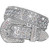 SUOSDEY Women Men Rhinestone Belt Unisex Sequin Strap Bling Crystal Western Studs Glitter Luxury Belt for Jeans Pants Dress