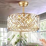 CATINER Gold Crystal Caged Ceiling Fans with