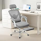 Sweetcrispy Office Computer Desk Chair with Footrest,Ergonomic High-Back Mesh Rolling Work Swivel Chairs with Wheels,Comforta