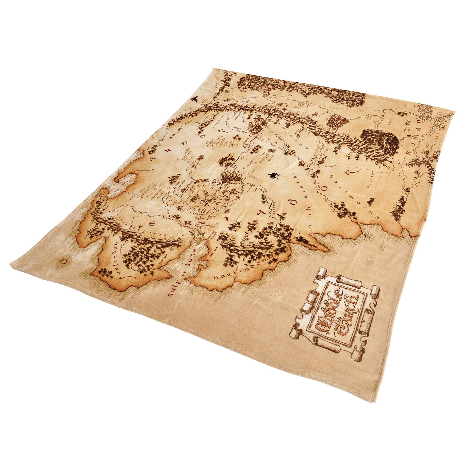 Elbenwald Lord of the rings cuddly ceiling with middle -earth map motif unisex 180 x 220 cm beige