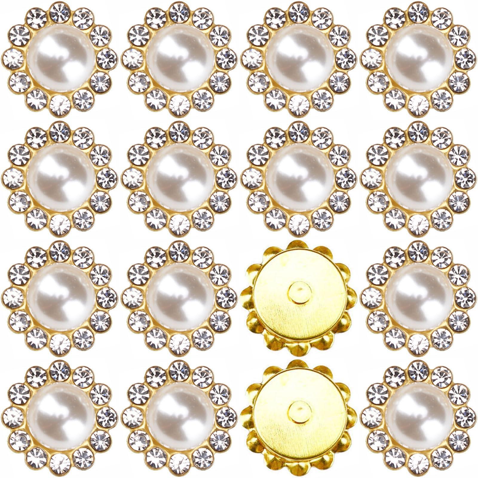 Photo 1 of 100 Pcs 12MM Sew on Pearls Rhinestones Crystals Plastic Metal Base Sewing Flower Claw Pearls Rhinestones for Clothes Shoes Earring Belt Crafts Sewing Accessories (23 Pearl)