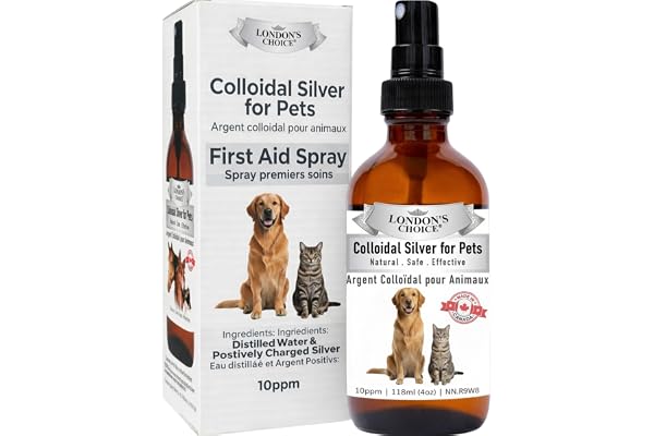 London's Choice (a Canadian Company) Colloidal Silver Liquid for Pets, Argent Colloidal Dog Wound Spray, Anti Itch and Hot Sp
