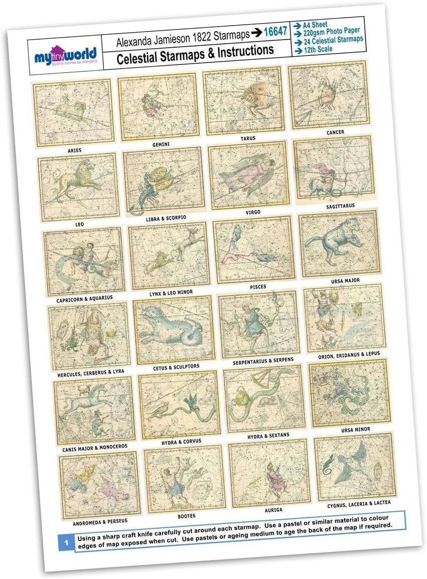 MyTinyWorld Dolls House Complete Set Star Maps 1800s A4 Value Sheet