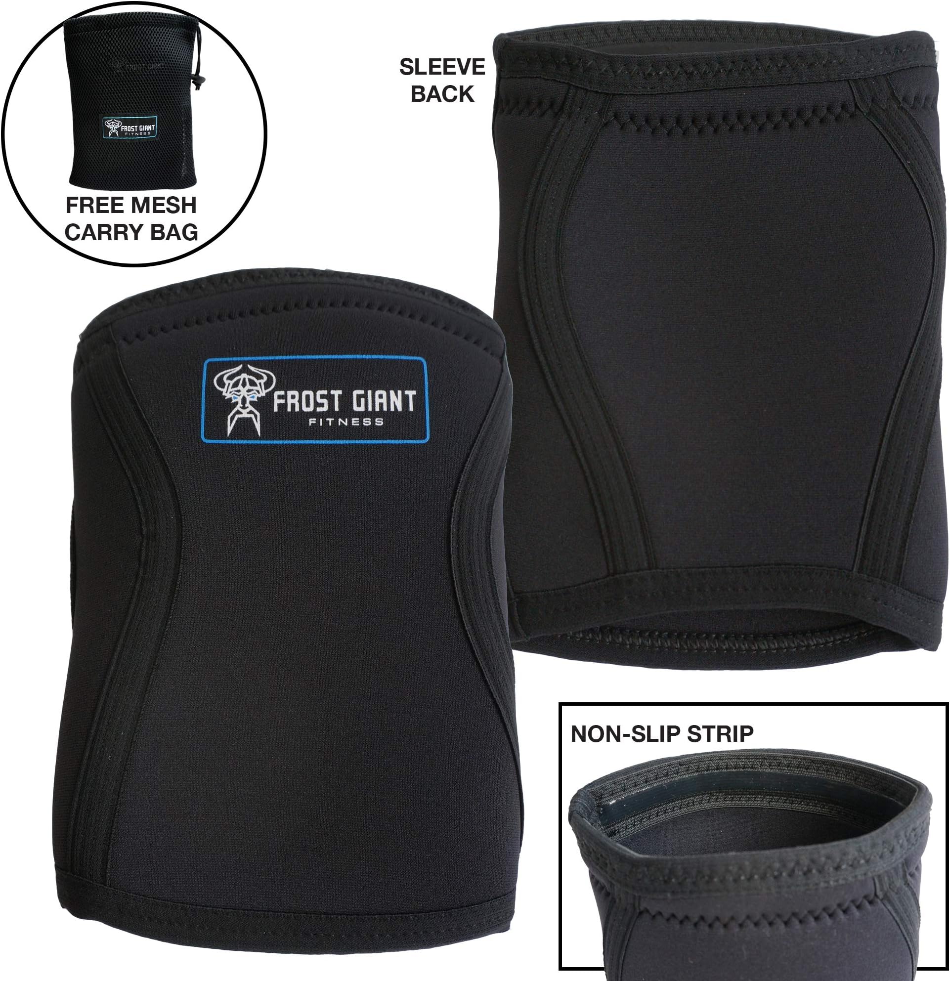 Frost Giant Fitness: Knee Sleeve for Weightlifting, Bodybuilding, Lifting and Gym Workouts - Heavy Duty Exercising Knee Compression & Elastic Support for Men & Women