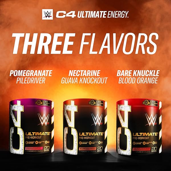 CELLUCOR C4 ULTIMATE X WWE PRE WORKOUT POWDER NECTARINE GUAVA KNOCKOUT – SUGAR FREE PREWORKOUT ENERGY SUPPLEMENT FOR MEN & WOMEN – 300MG CAFFEINE + 3.2G BETA ALANINE + PATENTED CREATINES – 20 SERVINGS
