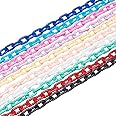 PH PandaHall Colorful Plastic Jewelry Chains,20 Strands 10 Colors Curb Chain Links 15" Cross Quick Link Chains for Eyeglasses Purse Trouser Bird Cage Necklace Jewelry Making,8mm Wide, Rectangle