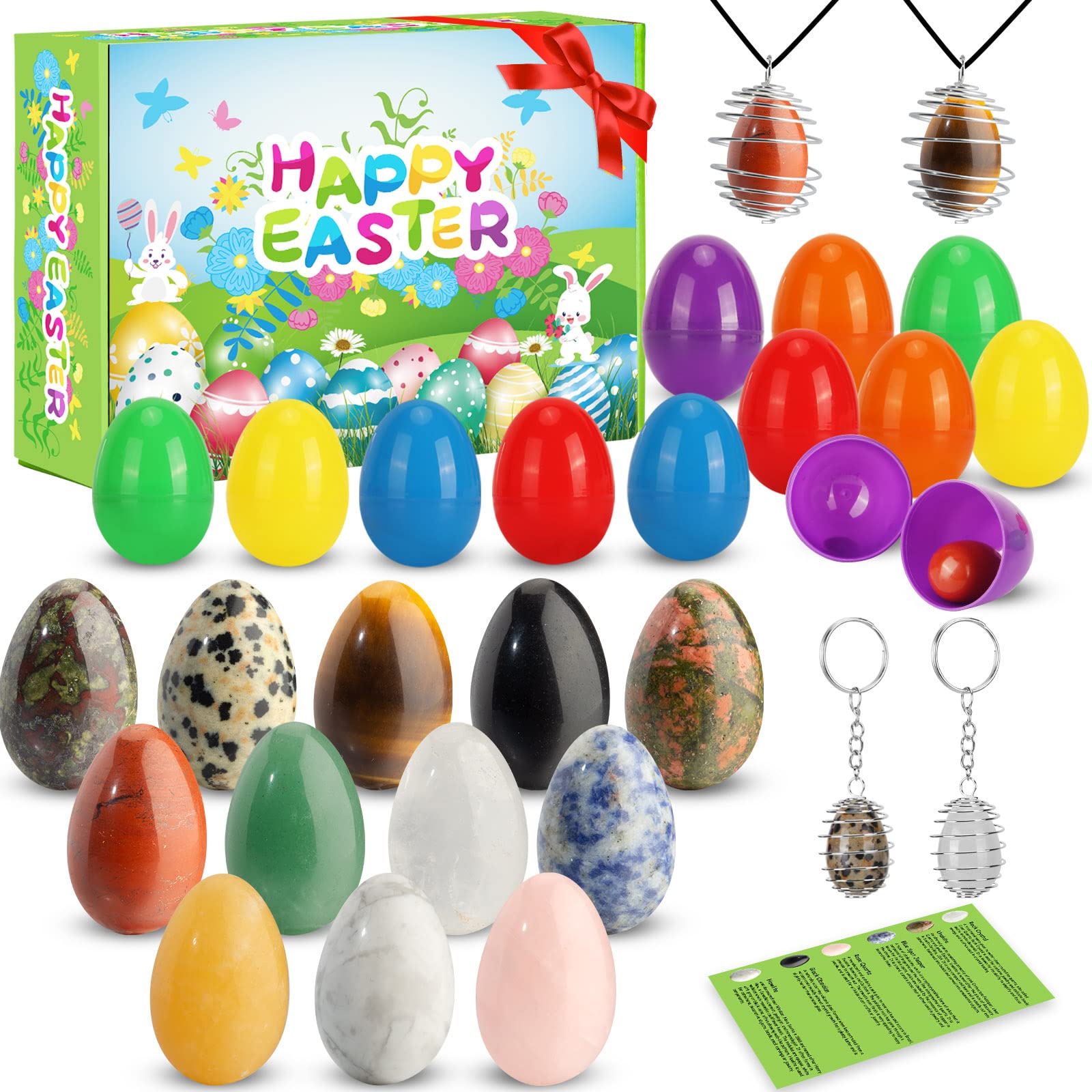 Ludmila 12 Pack Gemstone Easter Eggs for Kids, Prefilled Easter Eggs with Real Crystal & Rock Eggs, Easter Basket Stuffers, Egg Hunt Fillers, Educational Gifts for Boys and Girls