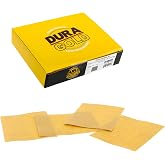 Dura-Gold Premium 1/4 Sheet Gold Sandpaper Sheets, 1500 Grit (Box of 20) | 4.5" x 5.5" Size Hook &amp; Loop Backing, Wood Furniture Woodworking, Auto Paint - For Palm Sanders, Clip-On, Hand Sanding Blocks