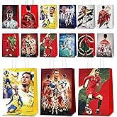 Mukity 24 Pcs Soccer Party Gift Bags - Supplies, Candy Totes for Kids - Paper Favor Packs for Adults Birthday Party Decor - 12 Patterns