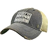 VINTAGE LIFE Admit It Life Would Be Boring Without Me Vintage Distressed Trucker Cap, Navy Blue, Adult Headwear Accessories