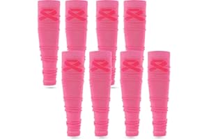 Mepase 4 Pairs 4/36 Pairs Women Breast Cancer Awareness Football Leg Sleeves Calf Compression Leg Sleeves for Survivor Sports