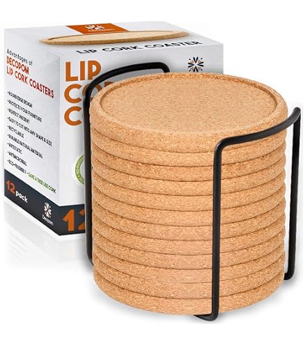 Lot De 6 Dessous De Verre En Bois D'Acacia Avec Support - Ronds Naturels