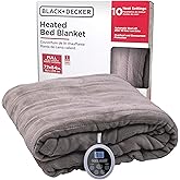 BLACK+DECKER Heated Blanket Electric Full, Micro Plush Electric Blanket, Heating Blanket with 10 Heating Levels, 10H Timer, Auto Shutoff, Fast Heating (84x90 inches, Grey)