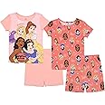 Disney Girls' 4-Piece Snug-fit Cotton Pajama Set, Soft & Cute for Kids