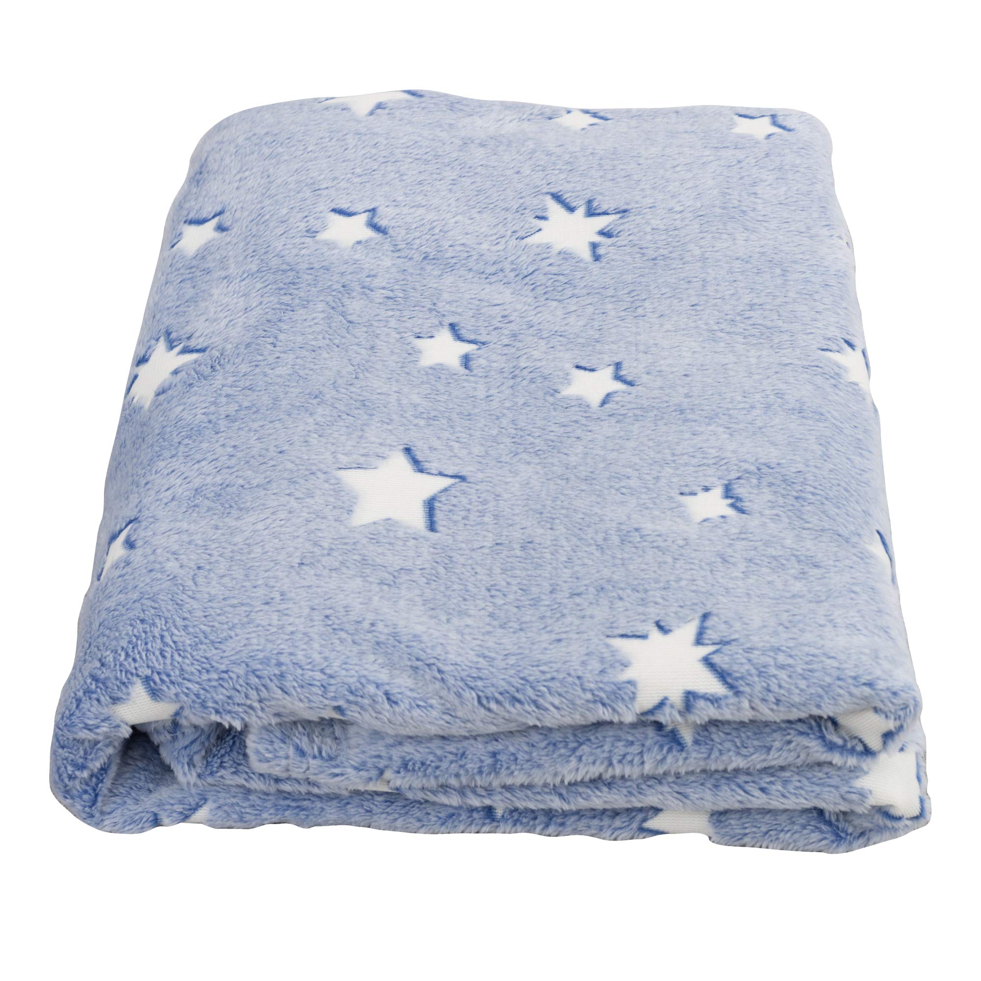 SOCHOW Glow in The Dark Throw Blanket 50 x 60 Inches, Stars Pattern Flannel FleeceBlanket, All Seasons Blue Blanket for Kids