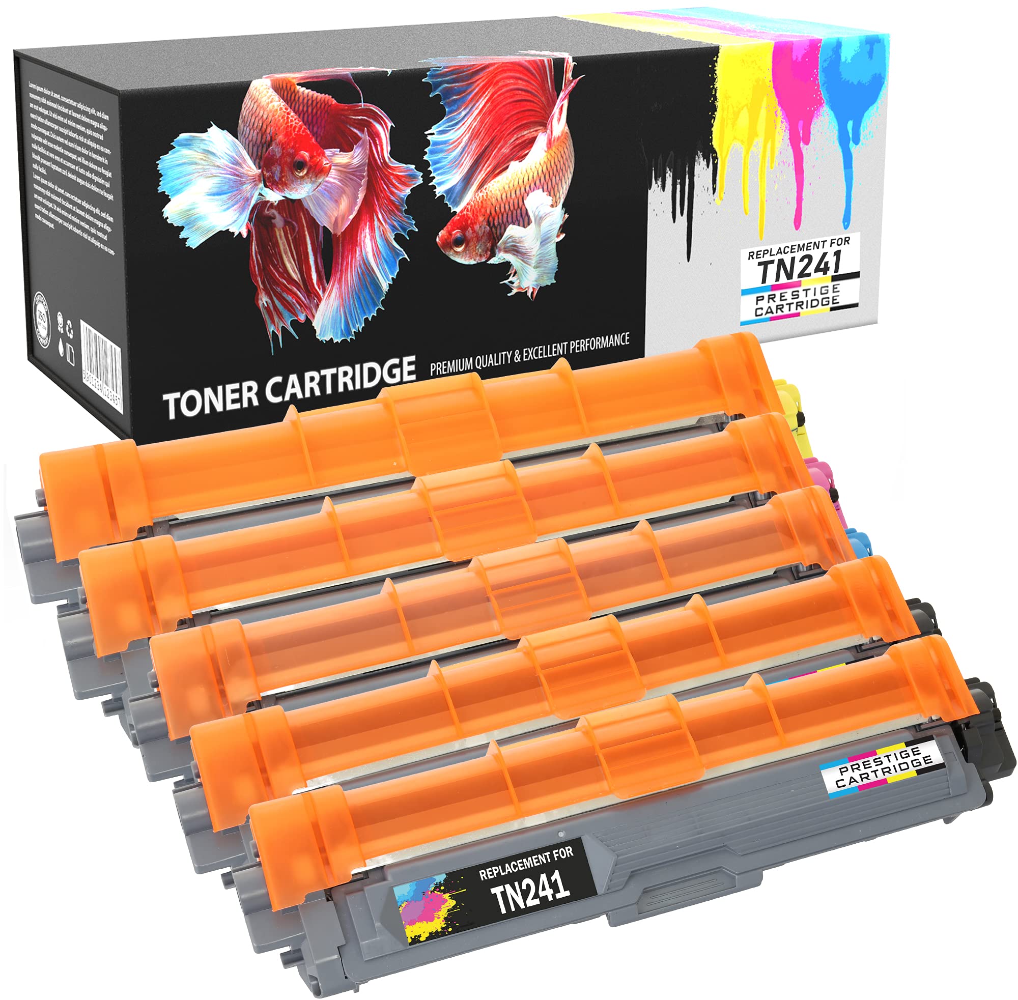 Prestige Cartridge TN-241/TN-245 Toner Cartridge for Brother HL-3140CW/HL-3150CDW/HL-3170CDW - Assorted Colour (Pack of 5) — image 1