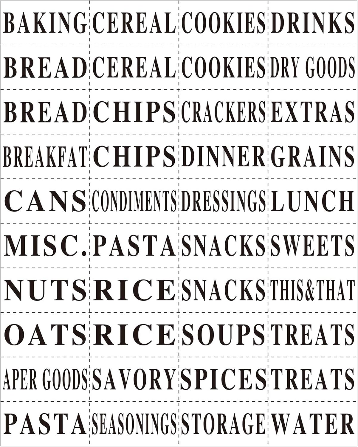 8 Pieces Kitchen Clip Label Holders Removable Acrylic Bin Clips with 40 Pieces Pantry Labels Stickers for Storage Baskets (White Label Holders and Black Words): Furniture & Decor