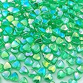LIMAOLLY 400 PCS Acrylic Heart Shape Beads AB Colors Heart Pony Plastic Loose Spacer Beads for Jewelry Making DIY Bracelet Earring Necklace Key Chains(Green)