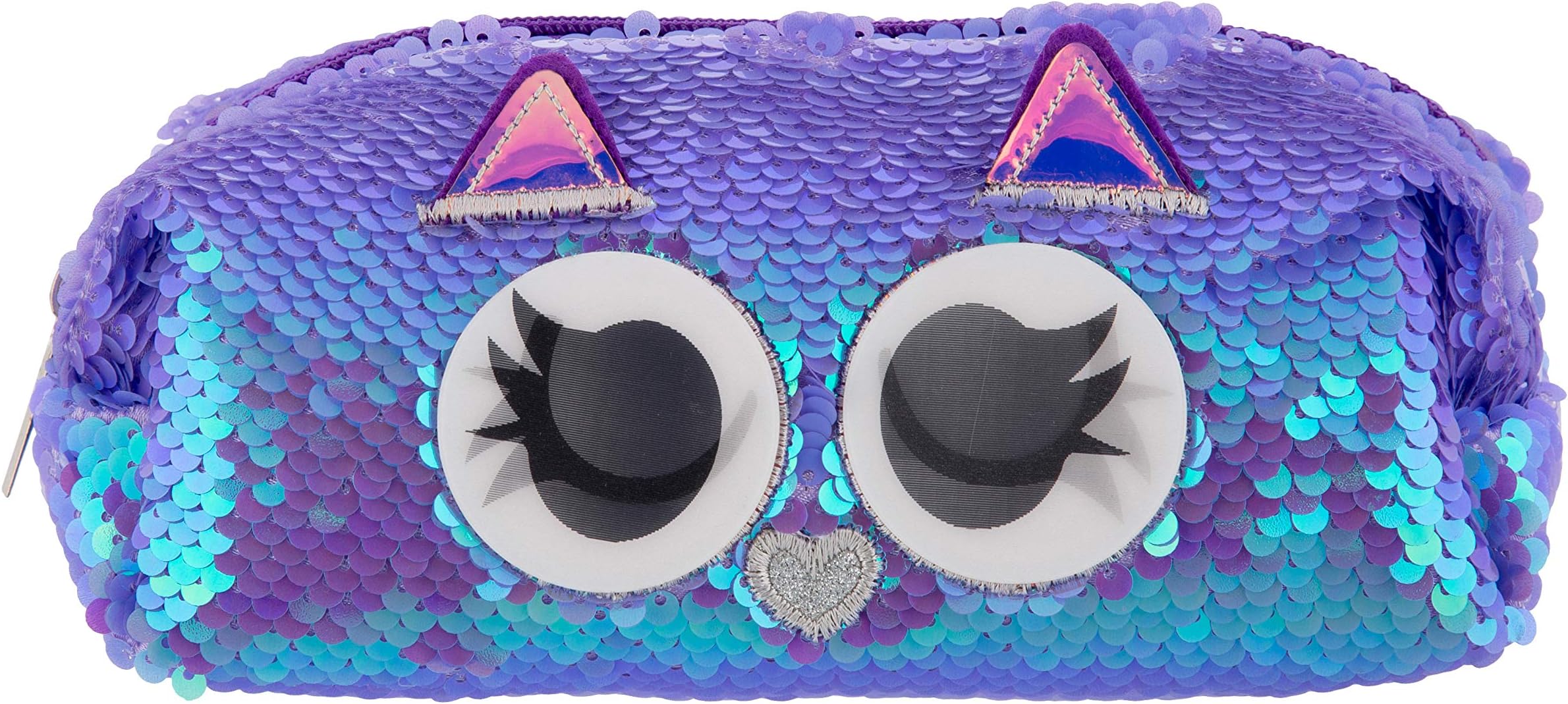 Mirada Owl Flip Sequin Pencil Case,Cute Girl Cosmetic Bag, Storage case for Stationery
