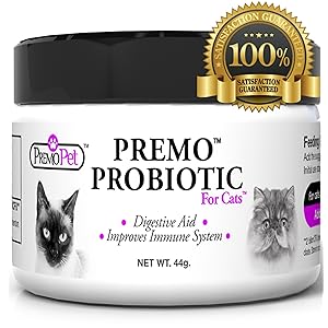 PROBIOTIC for Cats â Premo Pet â Digestive Aid Plus Prebiotic â Best for Diarrhea, Vomiting, Gas, Skin Conditions â Tasteless â Wheat & Dairy Free â GMP â Vet Approved â 44 Grams